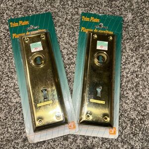 Set of 2 Packs Of Vintage Style Brass Door Trim Plates with Keyhole‎ Satin Brass